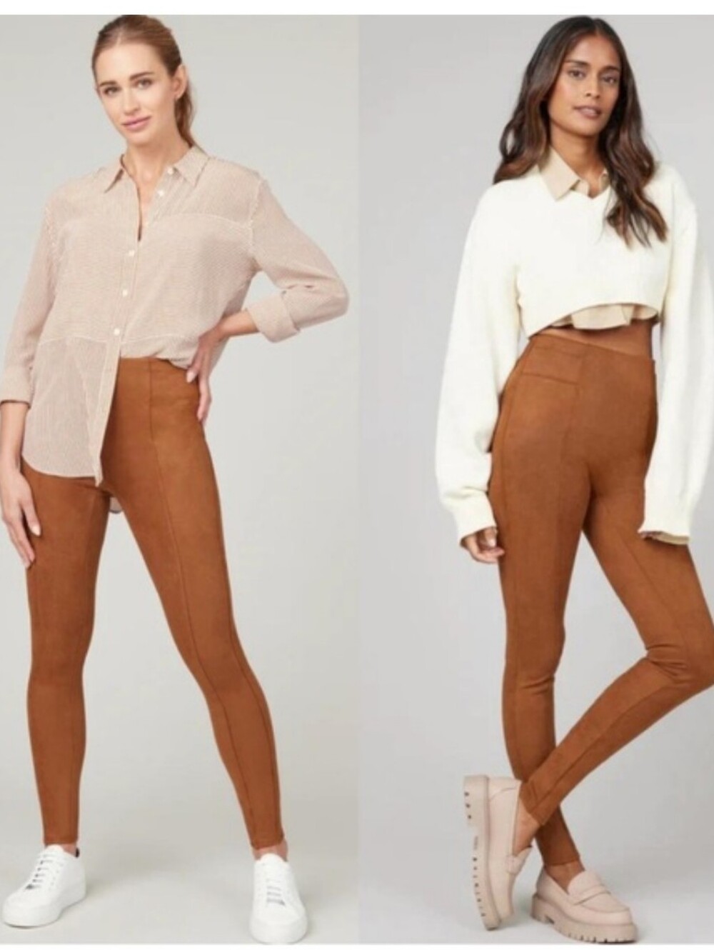 Spanx Faux Suede Legging In Rich Caramel  Size M Tall Nwt